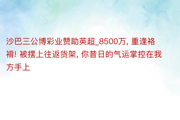 沙巴三公博彩业赞助英超_8500万, 重逢袼褙! 被摆上往返货架, 你昔日的气运掌控在我方手上