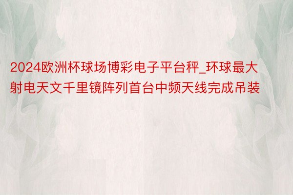 2024欧洲杯球场博彩电子平台秤_环球最大射电天文千里镜阵列首台中频天线完成吊装