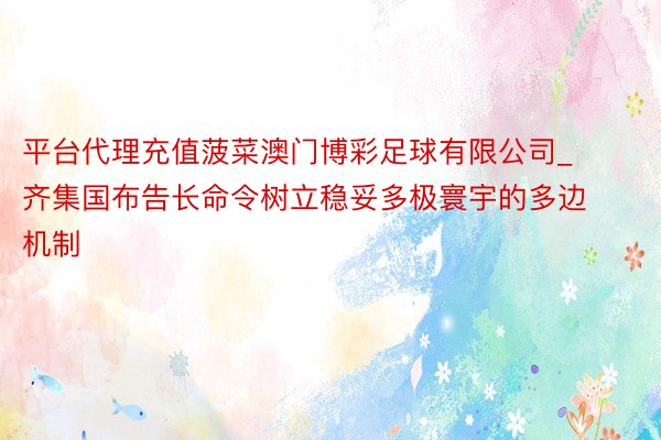 平台代理充值菠菜澳门博彩足球有限公司_齐集国布告长命令树立稳妥多极寰宇的多边机制
